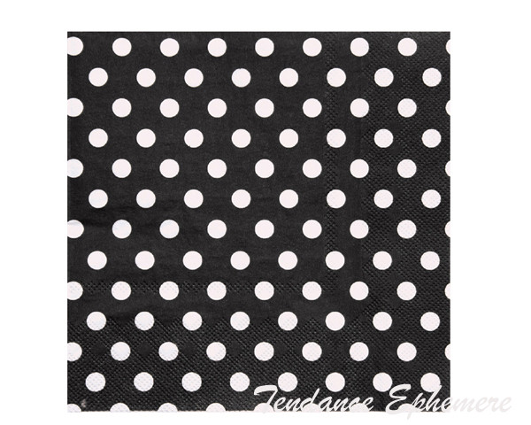 Serviette Papier Pois Noir 40cm