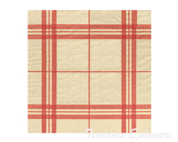 Serviette Papier Torchon Carreaux Rouge