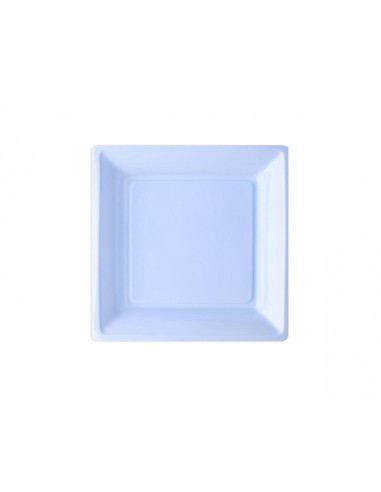 1 Assiette Plastique Carrée Bleu Ciel 16,5cm