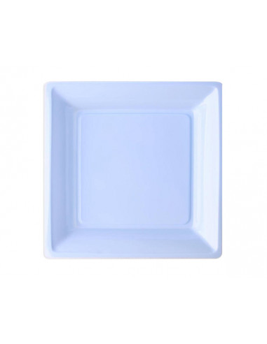 1 Assiette Plastique Carrée Bleu Ciel 21,5cm