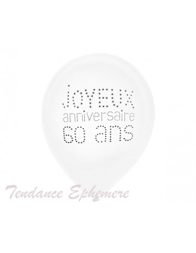 1 Ballon Joyeux Anniversaire Blanc 60 Ans