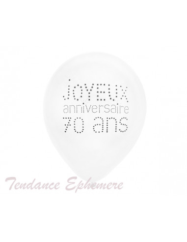 1 Ballon Joyeux Anniversaire Blanc 70 Ans