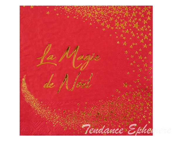 Serviette Papier La magie de Noel Rouge