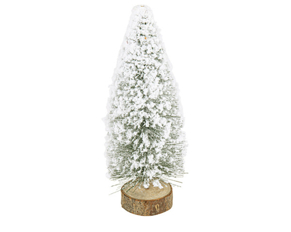 Sapin Enneige sur Tronc Bois 23cm