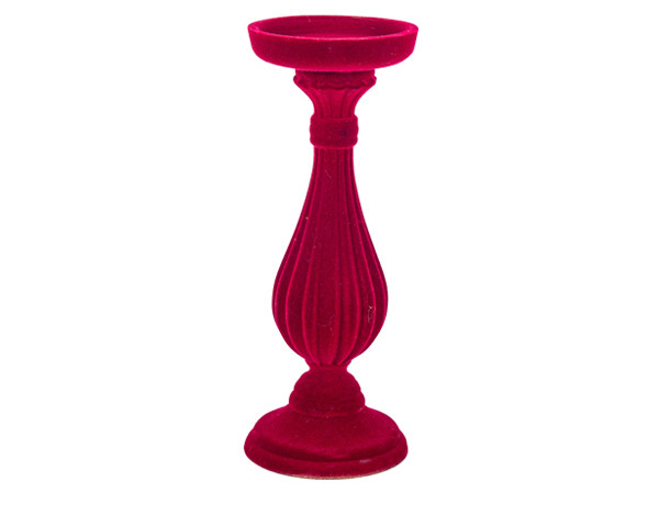 Bougeoir Baroque Velours Marsala 28cm