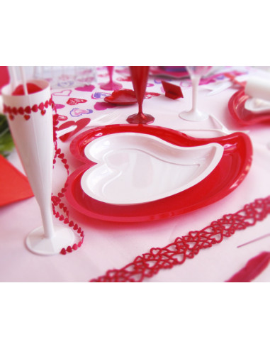 1 Assiette Plastique Coeur Rouge 31cm