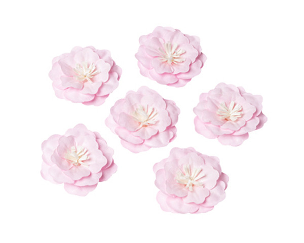 6 Fleurs Adhesives Papier  Rose 5cm