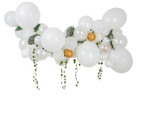 Kit Arche de Ballons Tropichic Blanc Or