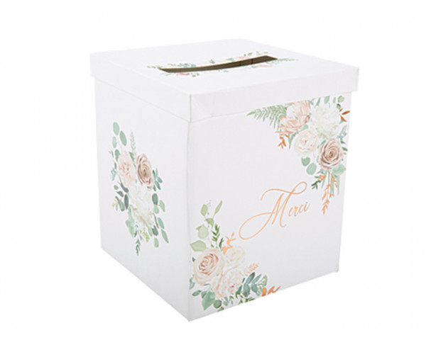 Tirelire Mariage Peony Blanche Roses
