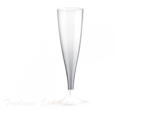 Flute Champagne Plastique Pied Blanc...