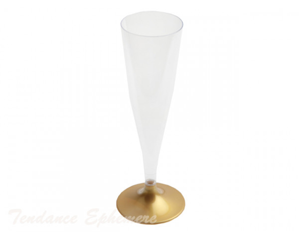 Flute Champagne Plastique Pied Or 14cl