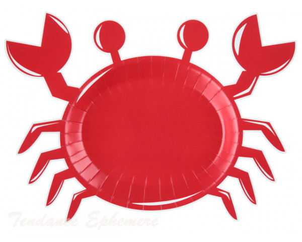 Assiette Carton Marin Crabe Rouge