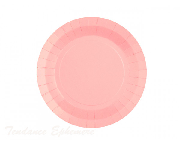 Assiette Carton Ronde Rose Pastel 17,5cm