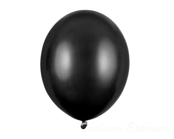 10 Ballons Metalliques Noir 27cm