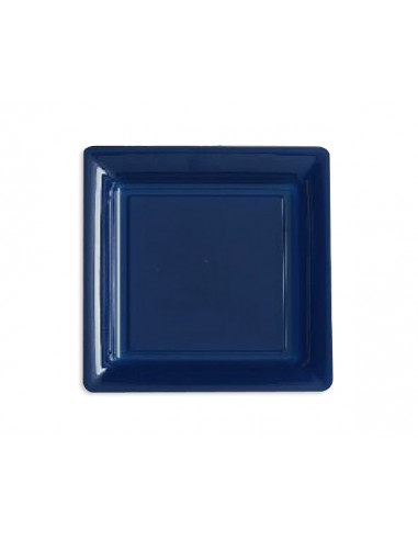 1 Assiette Plastique Carrée Bleu Marine 21,5cm