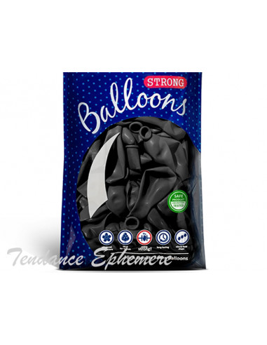 1 100 Ballons Métalliques Noir 27cm