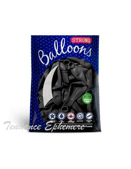 1 100 Ballons Métalliques Noir 27cm