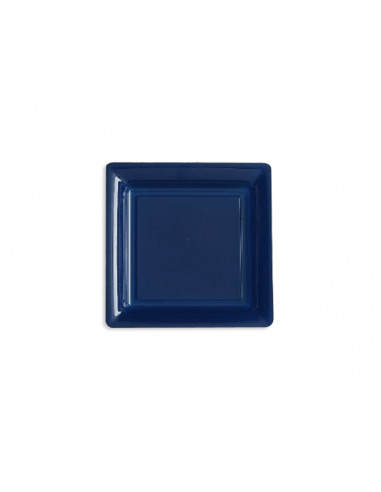 1 Assiette Plastique Carrée Bleu Marine 16,5cm