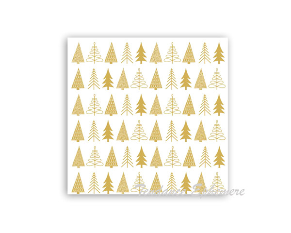 Serviette Cocktail Papier Sapins Or