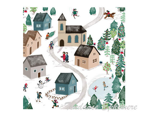 Serviette Papier Village Sous la Neige