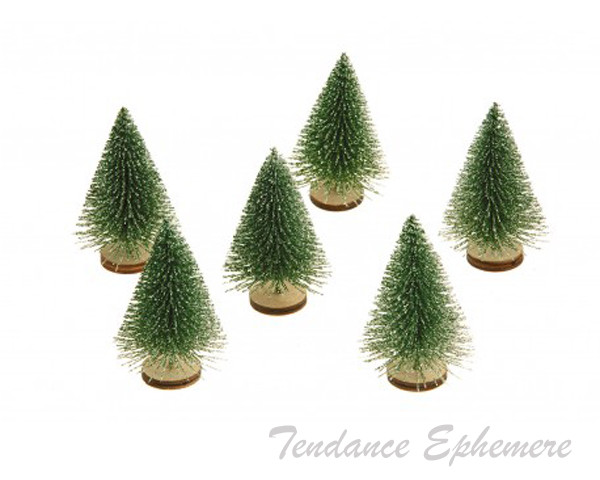 6 Mini Sapins Vert 7cm