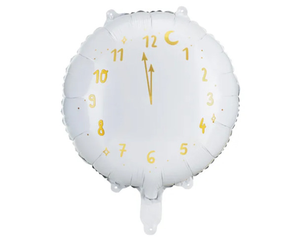 Ballon Aluminium Horloge Blanc 45cm