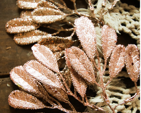 6 Feuilles Gouttelettes Sur Tige Rose...