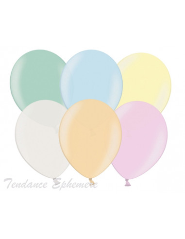 1 100 Ballons Métalliques Pastel Perlé Multicolores 27cm