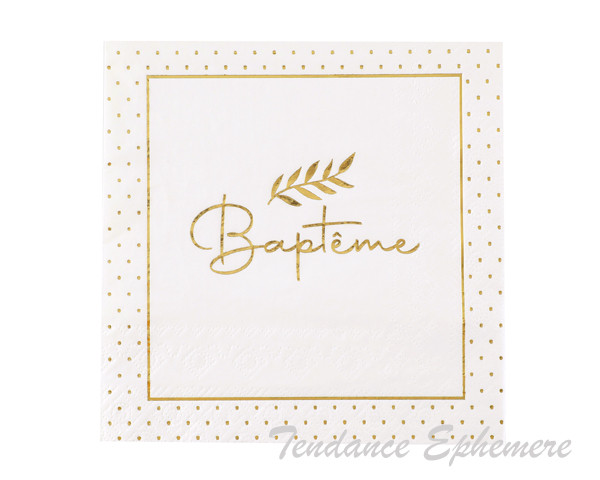 Serviette Papier Bapteme Or