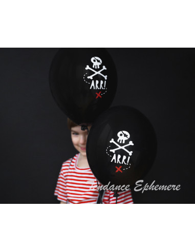1 6 Ballons Pirates Noir 30cm