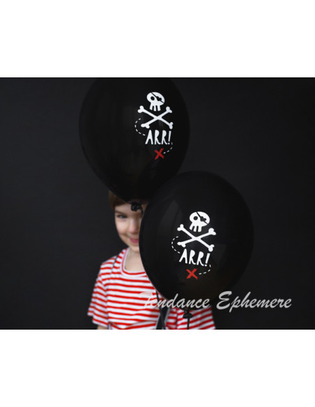 1 6 Ballons Pirates Noir 30cm