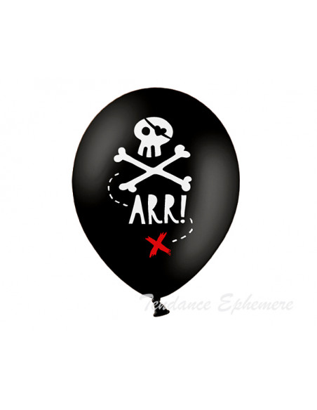 2 6 Ballons Pirates Noir 30cm