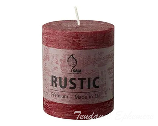 Bougie Cylindre Rustic Bordeaux 8 cm