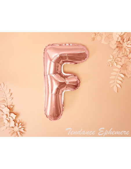 2 Ballon Lettre Aluminium F Rose Gold 35cm