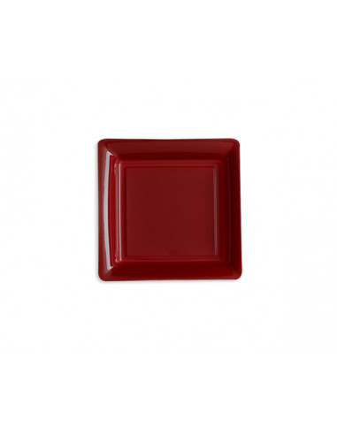 1 Assiette Plastique Carrée Bordeaux 16,5cm