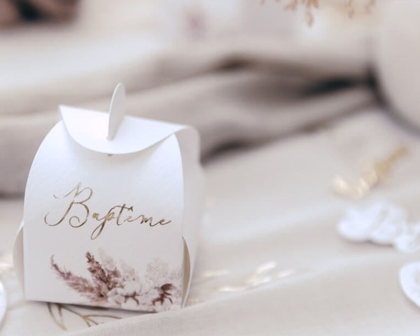 Boite Dragees Carton Bapteme Fleurs...