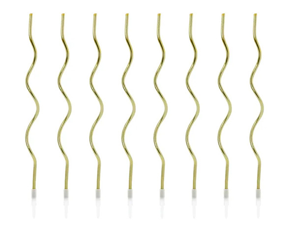 8 Bougies Anniversaire Spirale Or 14cm