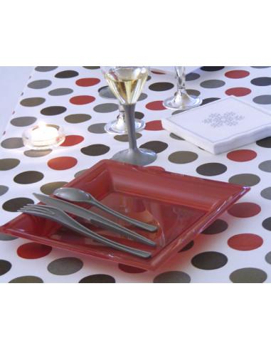 1 Assiette Plastique Carrée Bordeaux 21,5cm