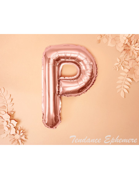 2 Ballon Lettre Aluminium P Rose Gold 35cm