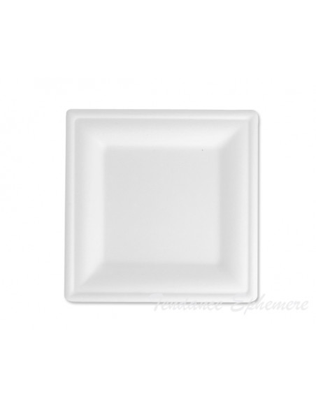 3 Assiette Biodégradable Canne à Sucre Carrée 16 cm - 25