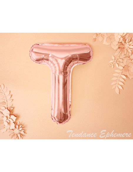 2 Ballon Lettre Aluminium T Rose Gold 35cm