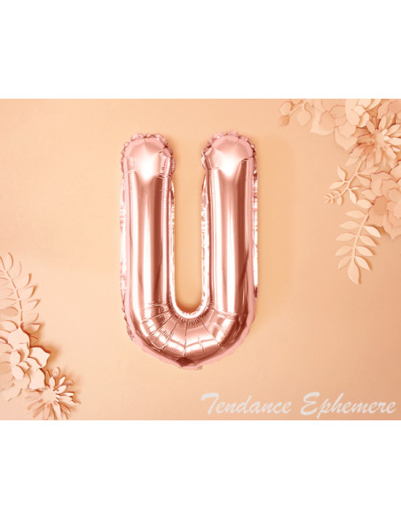 2 Ballon Lettre Aluminium U Rose Gold 35cm