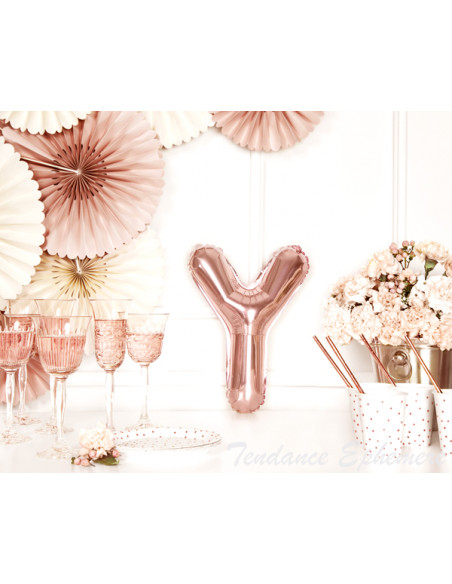 1 Ballon Lettre Aluminium Y Rose Gold 35cm