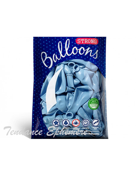 1 50 Ballons Métalliques Bleu Pastel 27cm