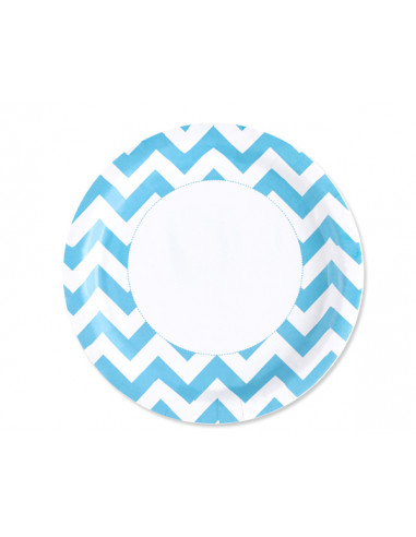 1 Assiette Carton Chevron Bleu 23cm