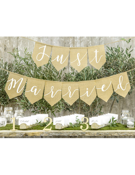 1 Banderole Just Married Toile de Jute 1,85m