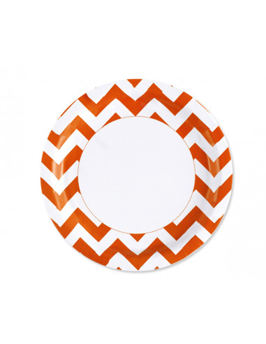 1 Assiette Carton Chevron Orange 23cm