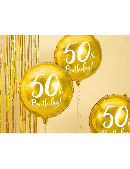 1 Ballon Aluminium Rond Or 50ans 45cm