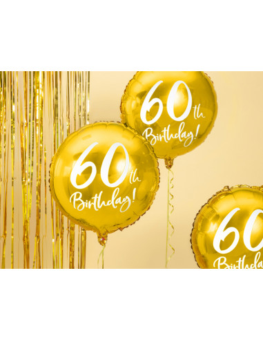 Ballon Anniversaire 60 ans Aluminium Rond Or 45cm - 1.50€