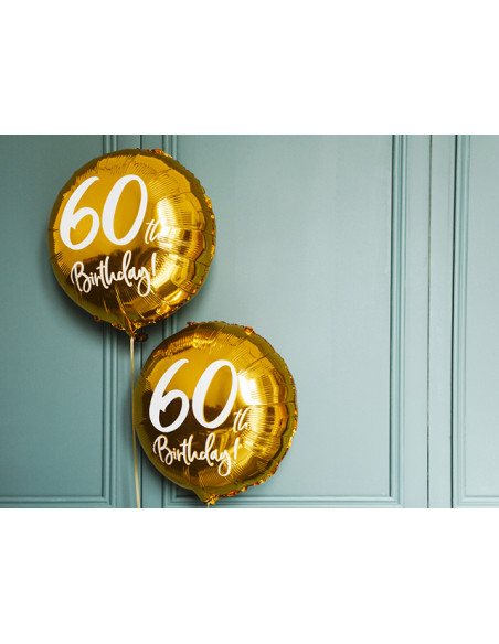 2 Ballon Aluminium Rond Or 60ans 45cm